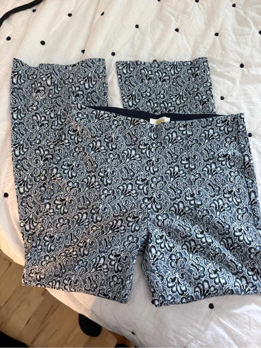 Anthropologie Black and White Paisley High-Waist Shorts
